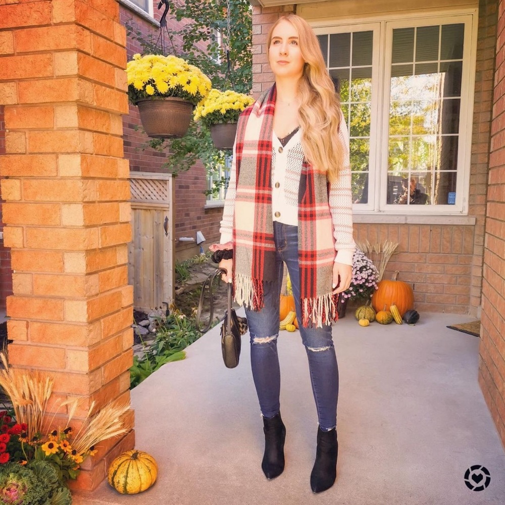 Long warm plaid scarf!
